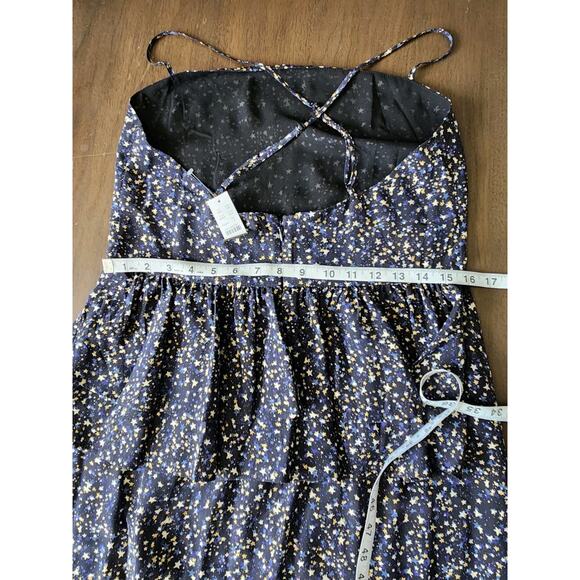 NWT J Crew Ruffle Back Silk Dress in Starry Sky Print Navy sz 6 Maxi Slip Summer - Picture 8 of 14